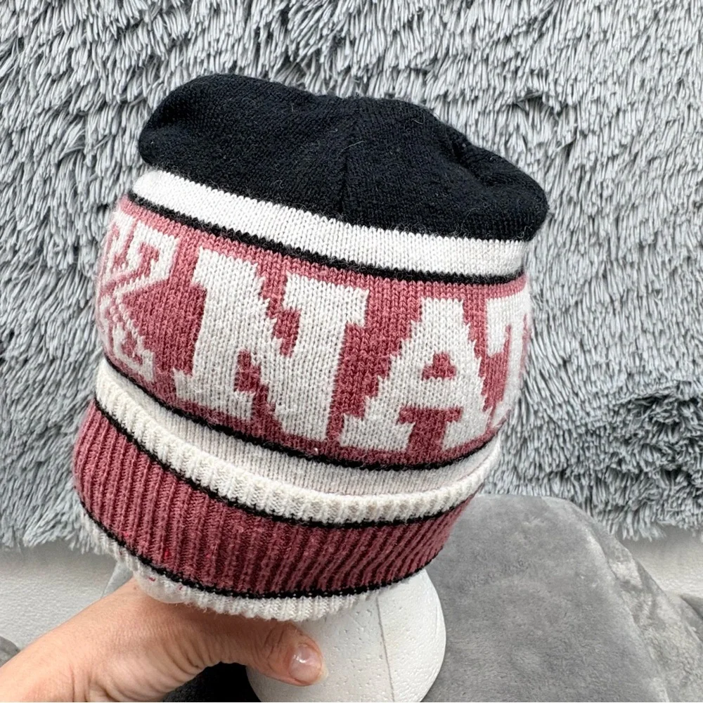 Pink Victorias Secret Beanie Stocking Cap One Size Pink Nation Knit Pink White